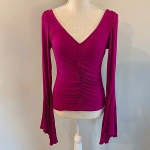 Fushia free people bell sleeved stretchy shirt